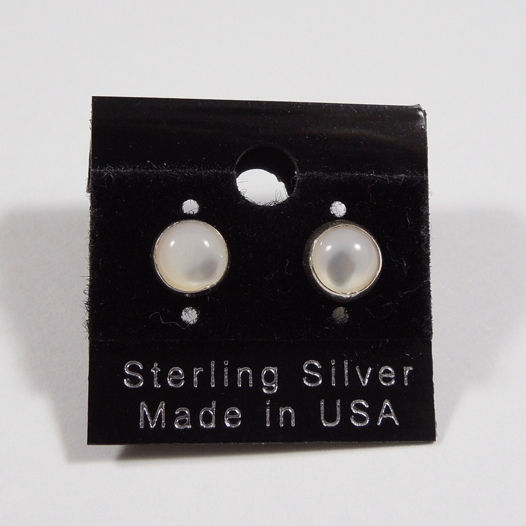 Mother Of Pearl Sterling Silver 5mm Stud Earrings